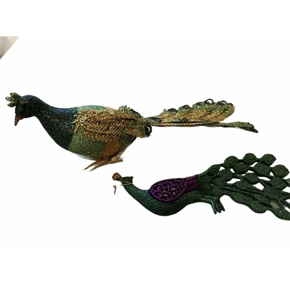 Vintage Holiday Christmas Ornaments Décor Peacocks - Picture 7 of 8